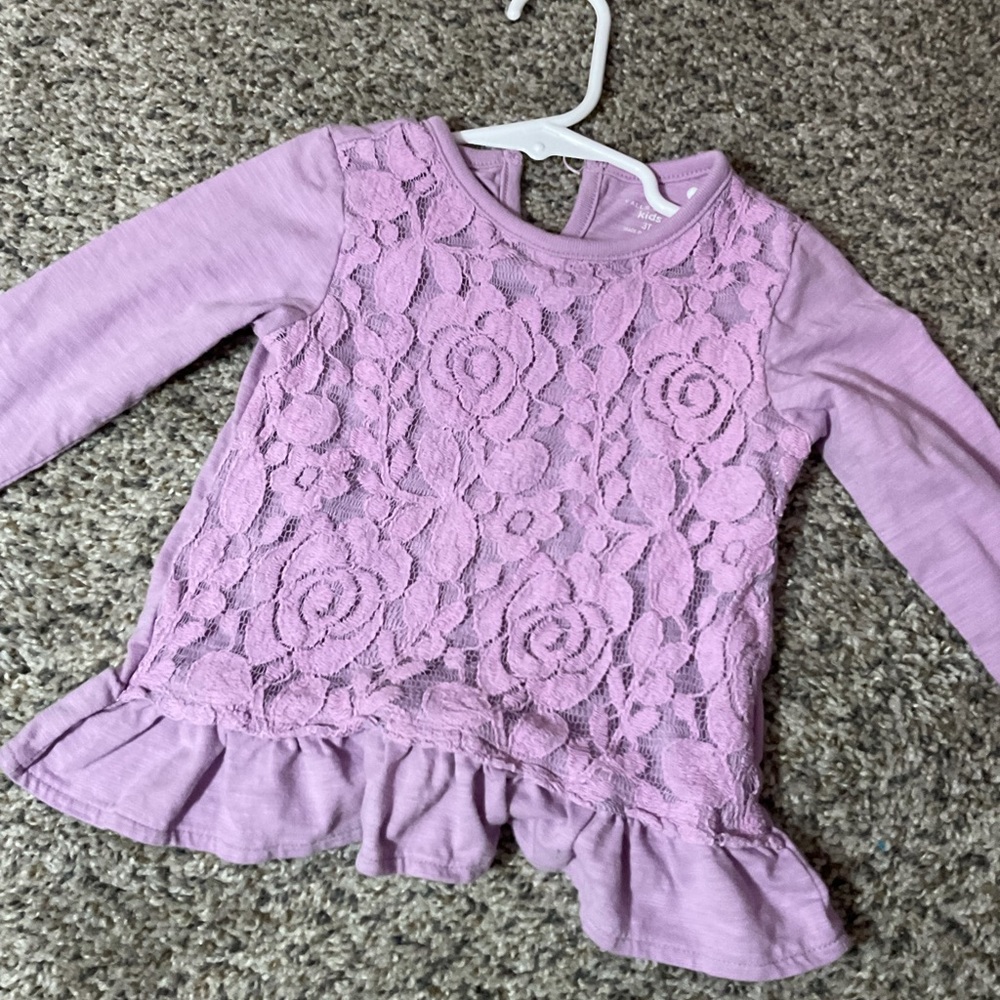 Toddler girls purple lace shirt